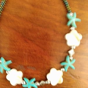 Mother of Pearl Floral Starfish Necklace